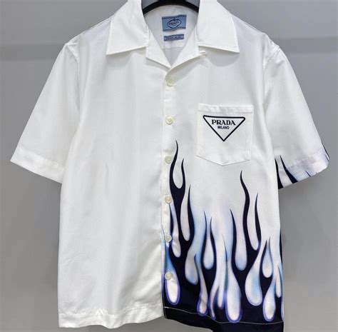 prada blue shirt|prada flame shirt.